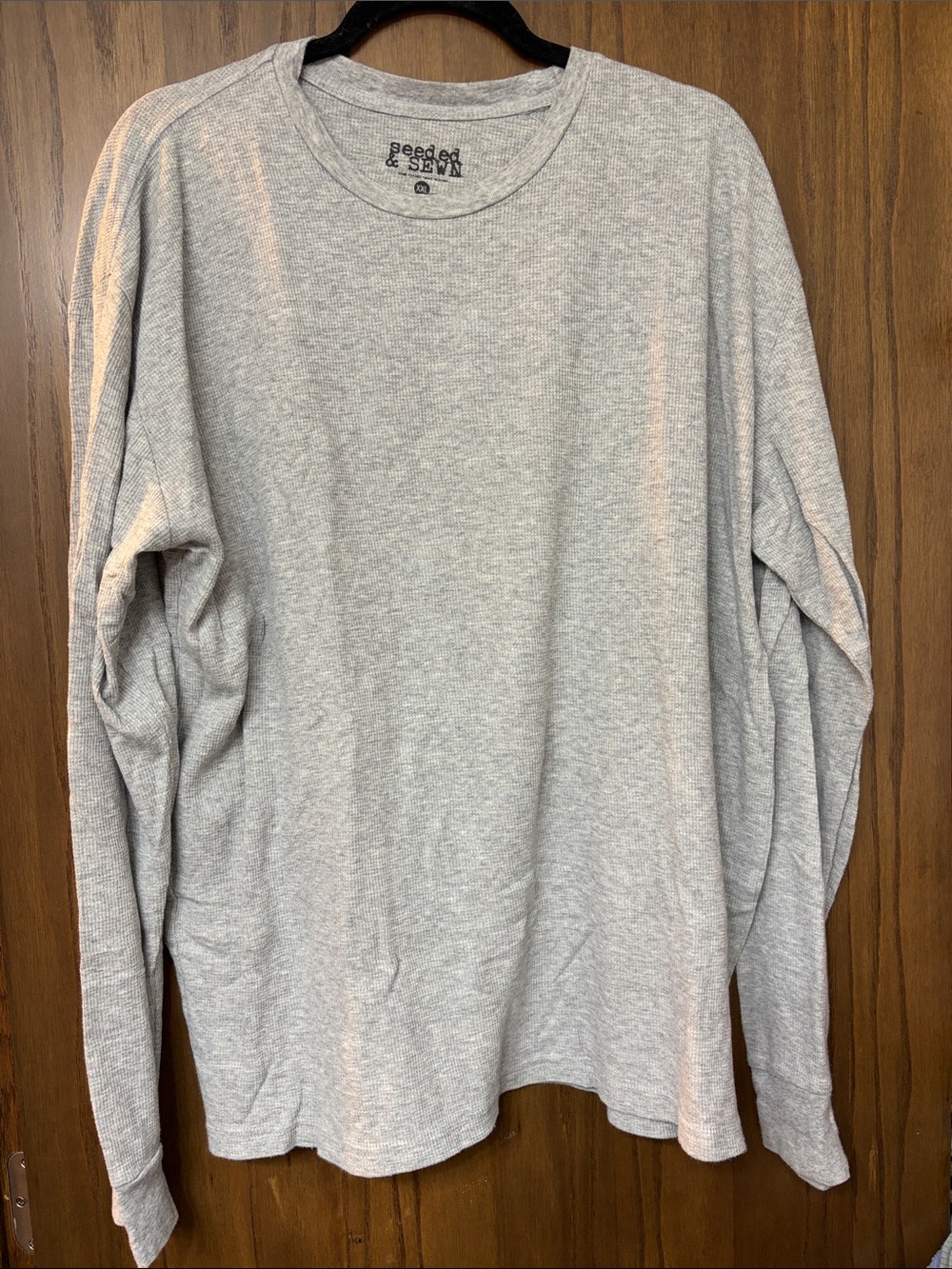 Men’s Light Gray Thermal Crewneck Sweater by